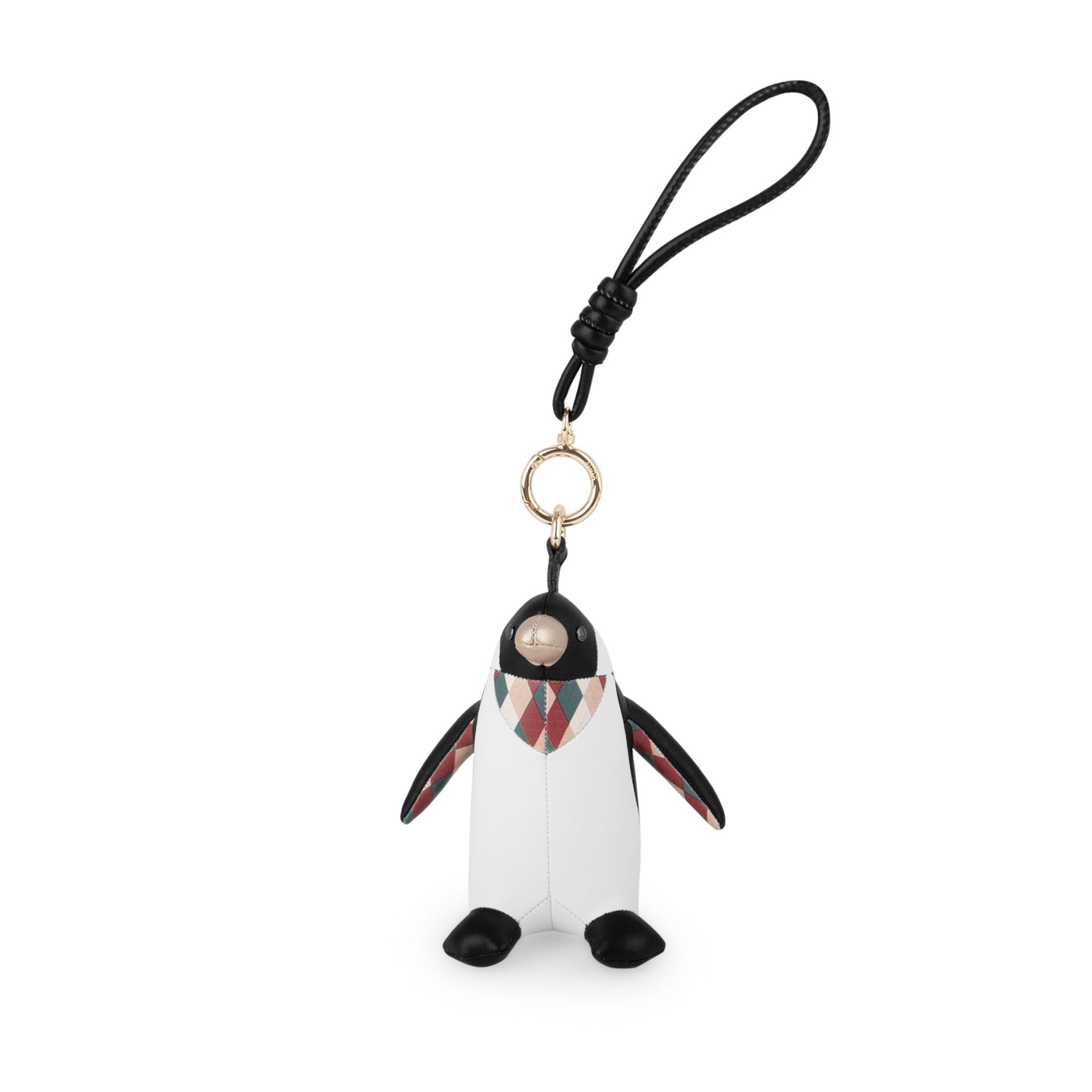 Züny Pinguin Taschenanhänger: Niedlicher Deko-Anhänger in Pinguin-Form mit schwarzer Kordel und goldenem Ring.