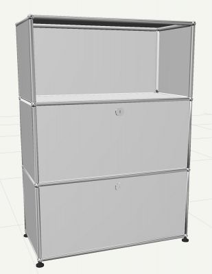 USM Haller highboard with one open compartment and 2 folding doors