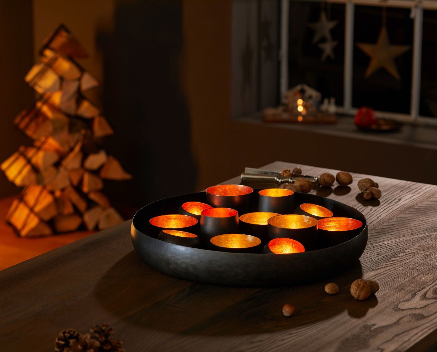 Santa Lucia Tray with 12 Tealight Holders Steel Philippi 