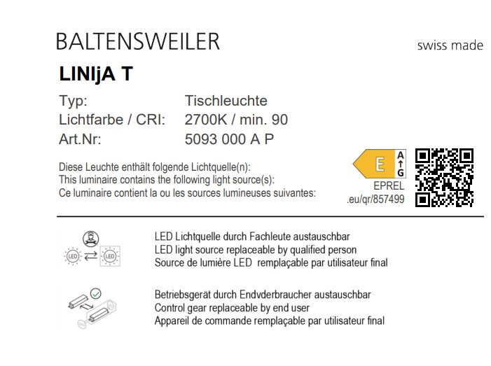 LINIjA T Table Lamp Baltensweiler