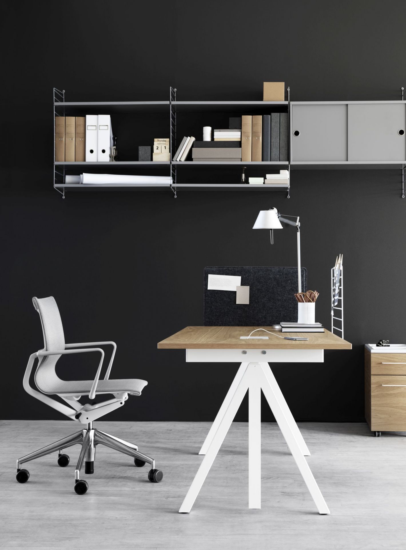 Height Adjustable Desk String Furniture Oak