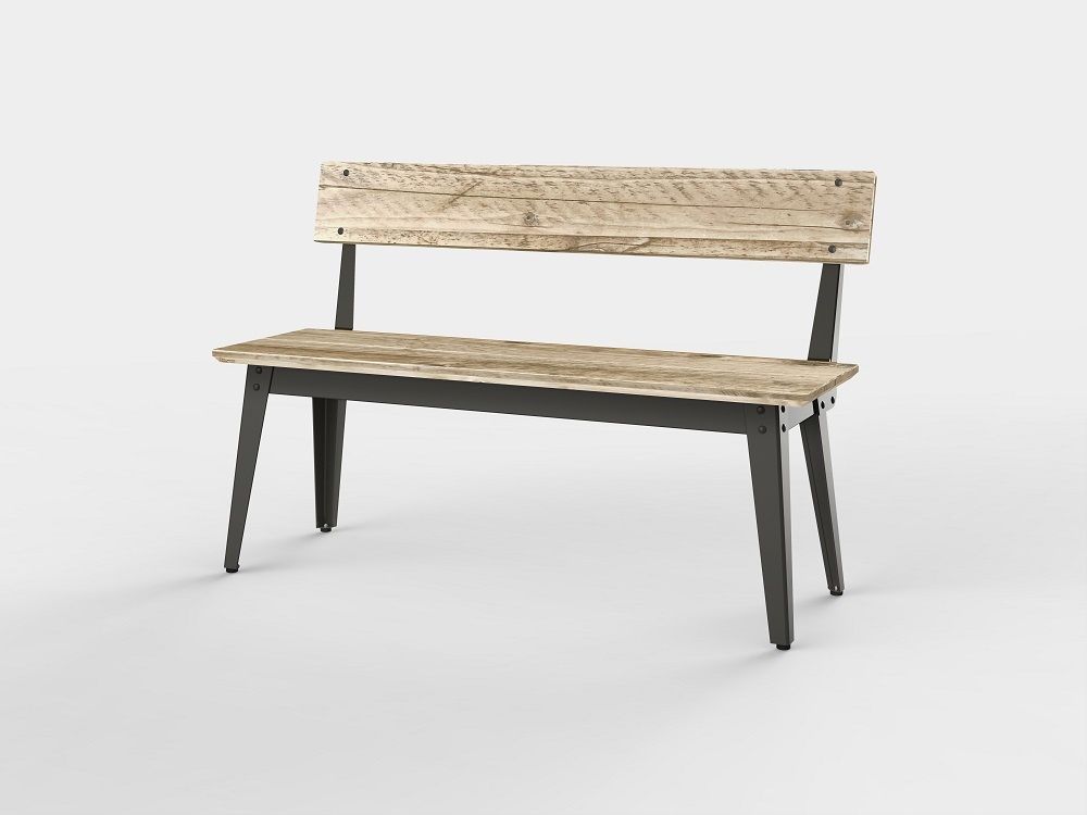 6Grad Outdoor bench with Backrest 125 cm Jan Cray Storm gray lumber raw