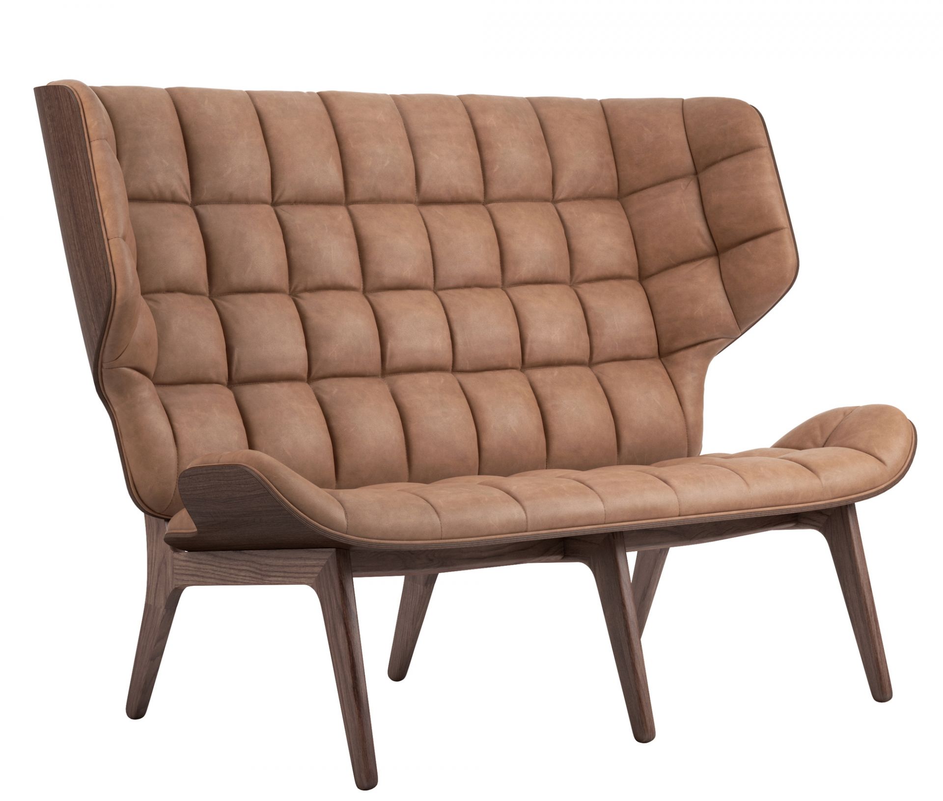 Mammoth Sofa Leather cover Norr11 Oak dark stained Dunes Leather Camel