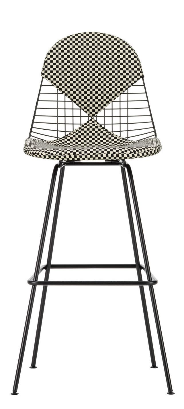Eames Wire Bar Stool Bar stool High with seat and backrest upholstery Vitra