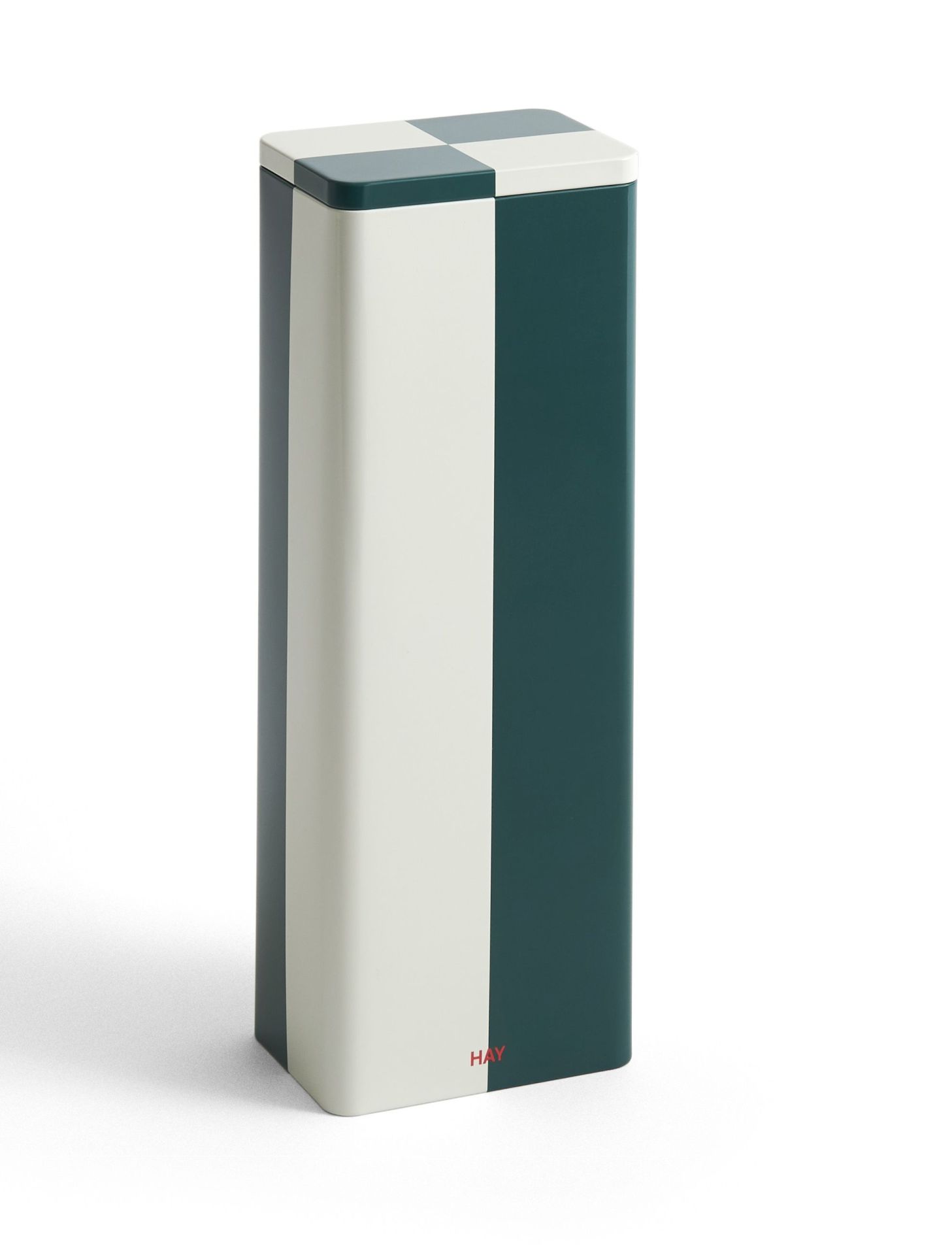 Tin Container Slim Green and off-white storage box Hay 