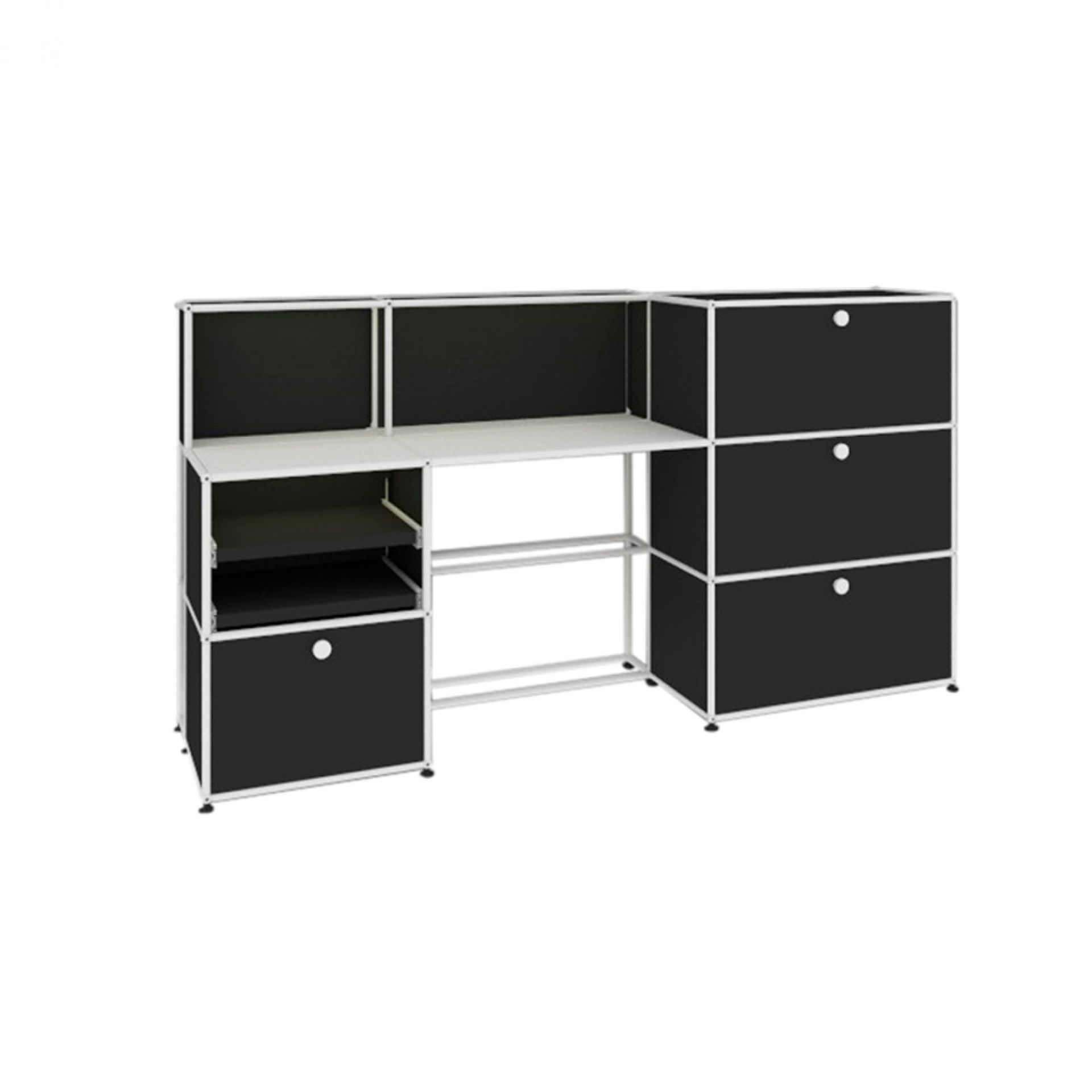 E worktable illuminated steel blue USM Haller