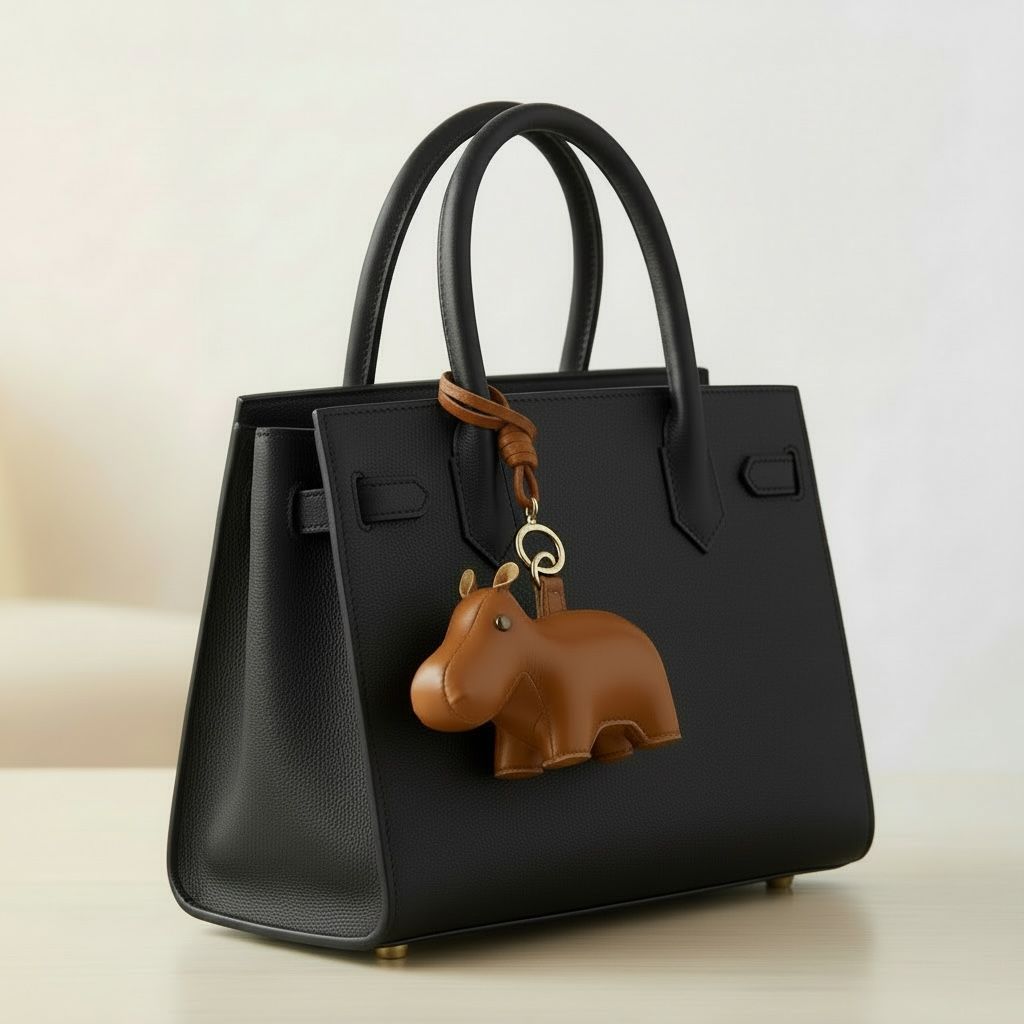 Bag Charm Bag charm with strap Hippo Tan Züny