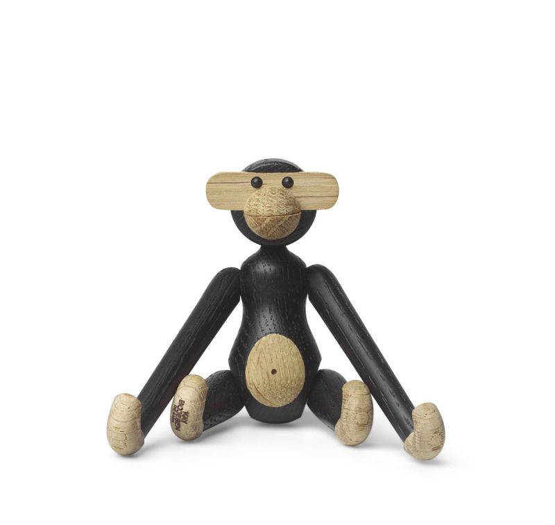 Monkey mini wooden figure Colored Kay Bojesen Dark oak