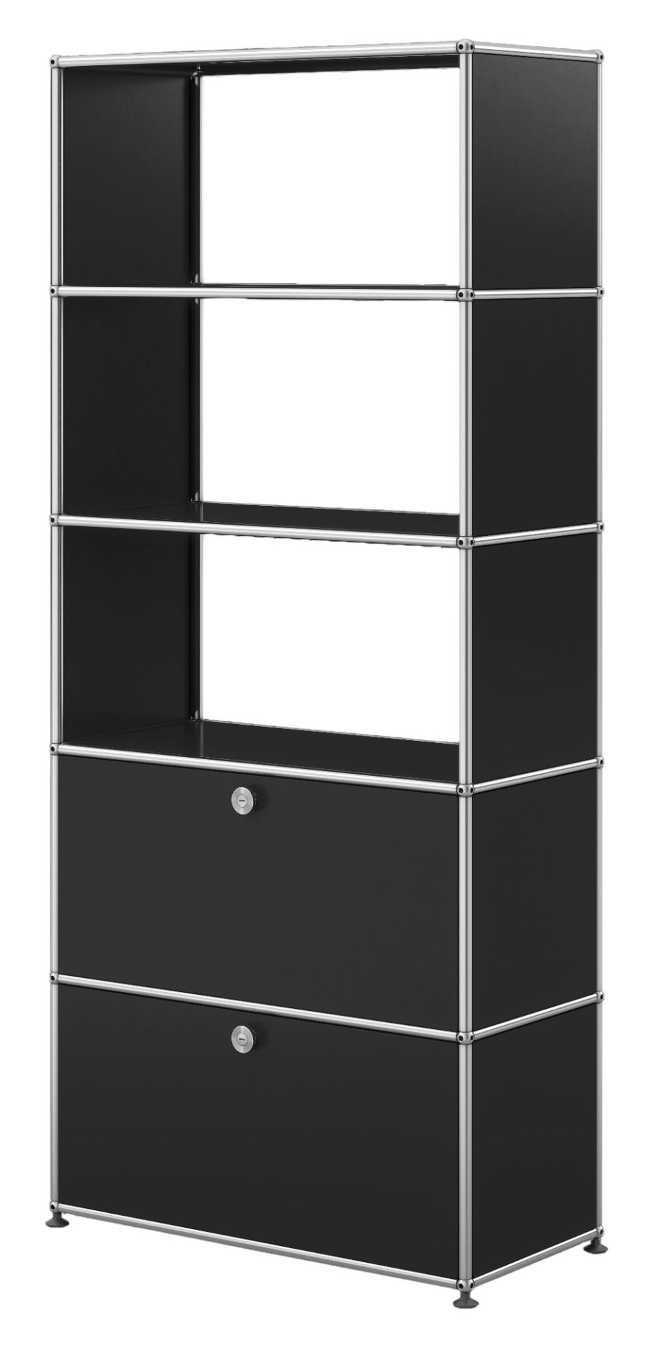 USM Haller Regal mit 2 Klappen – QUICK SHIP -graphitschwarz