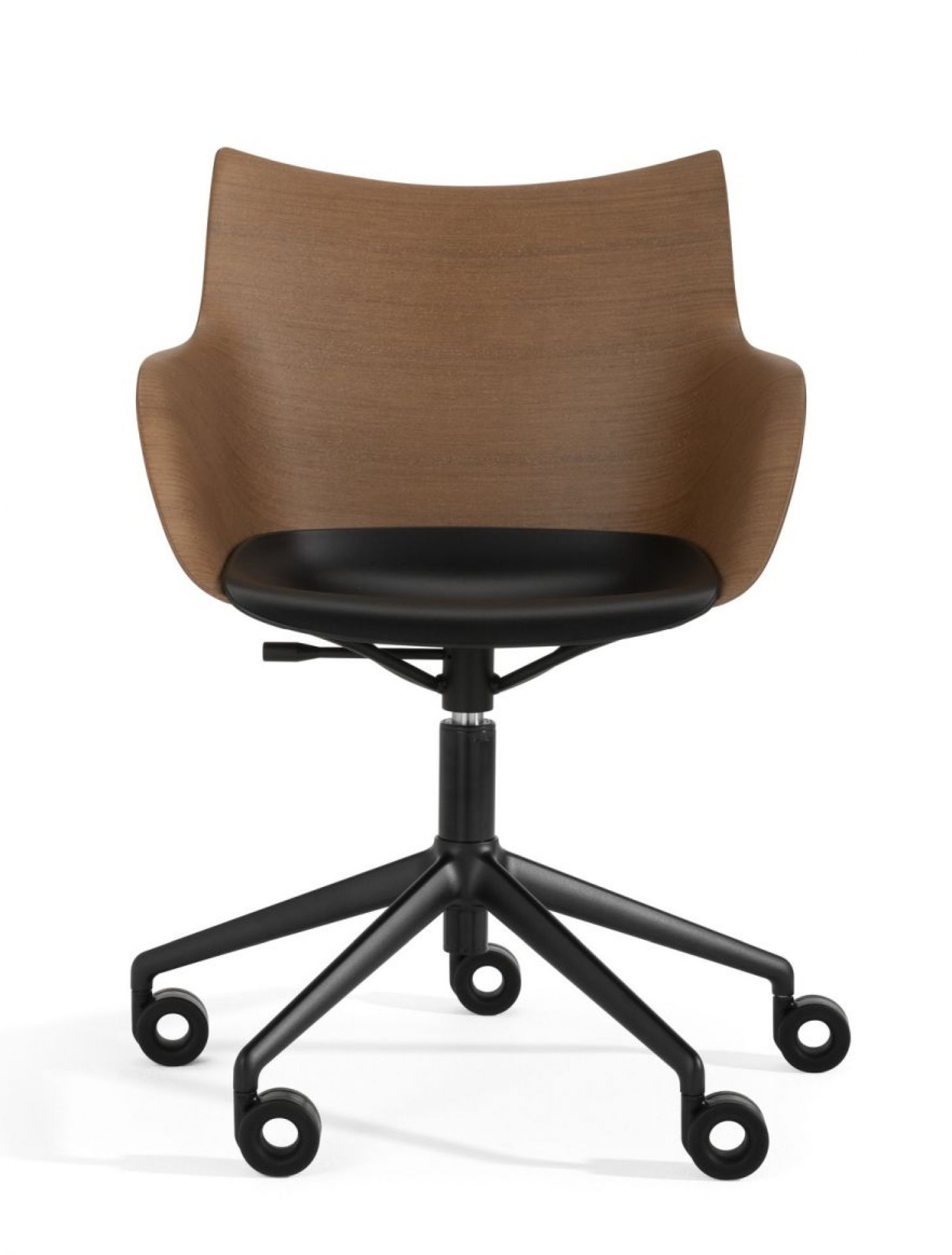 Q/Wood Swivel Chair SN Dark Wood / Black Frame Kartell