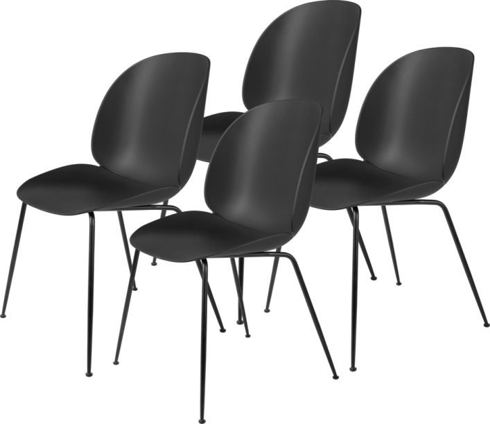 Beetle Chair Dining Chair Unupholstered Black Set of 4 Gubi