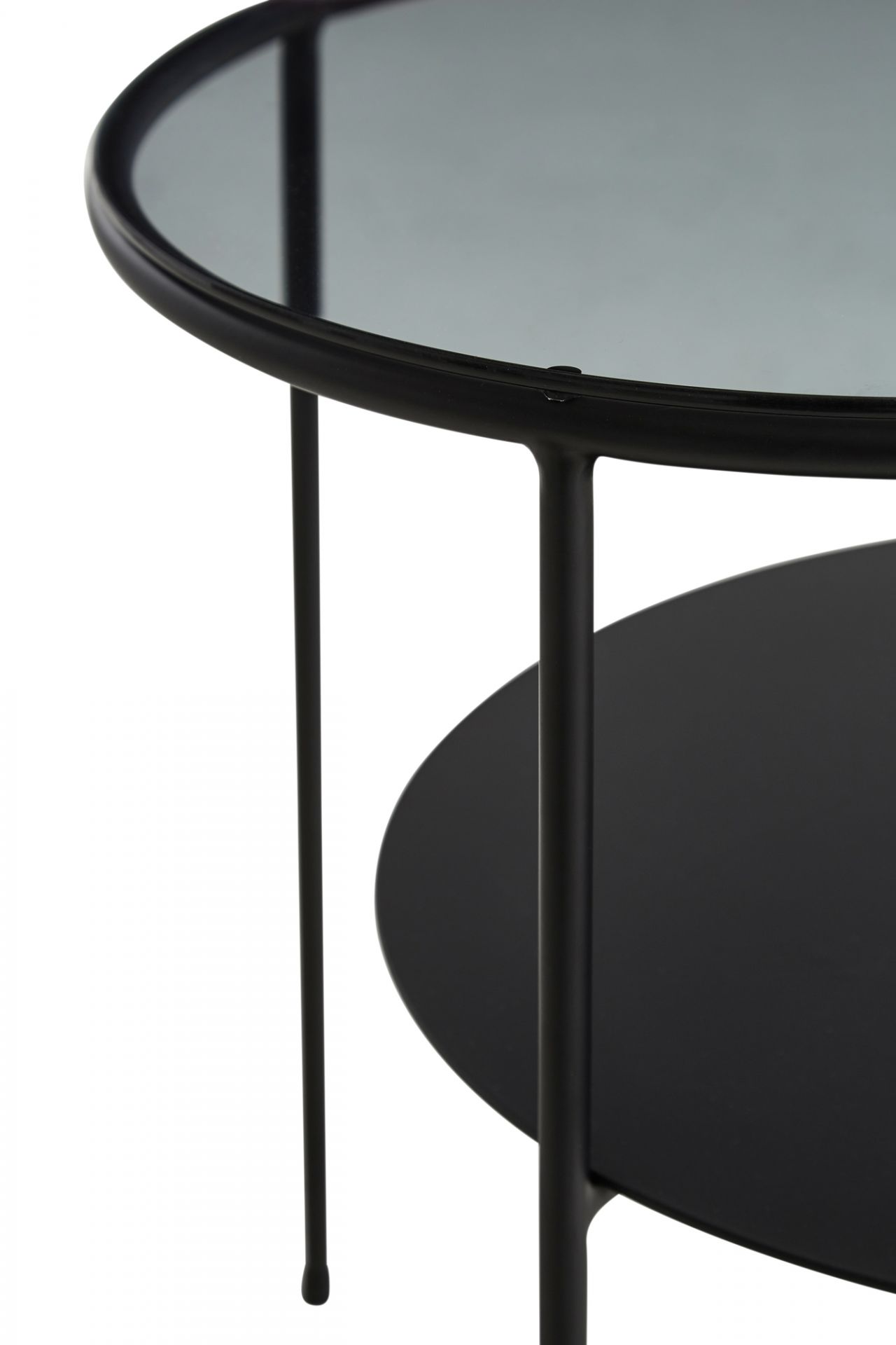Duo Side Table Black with Dark Smoked Glass Woud