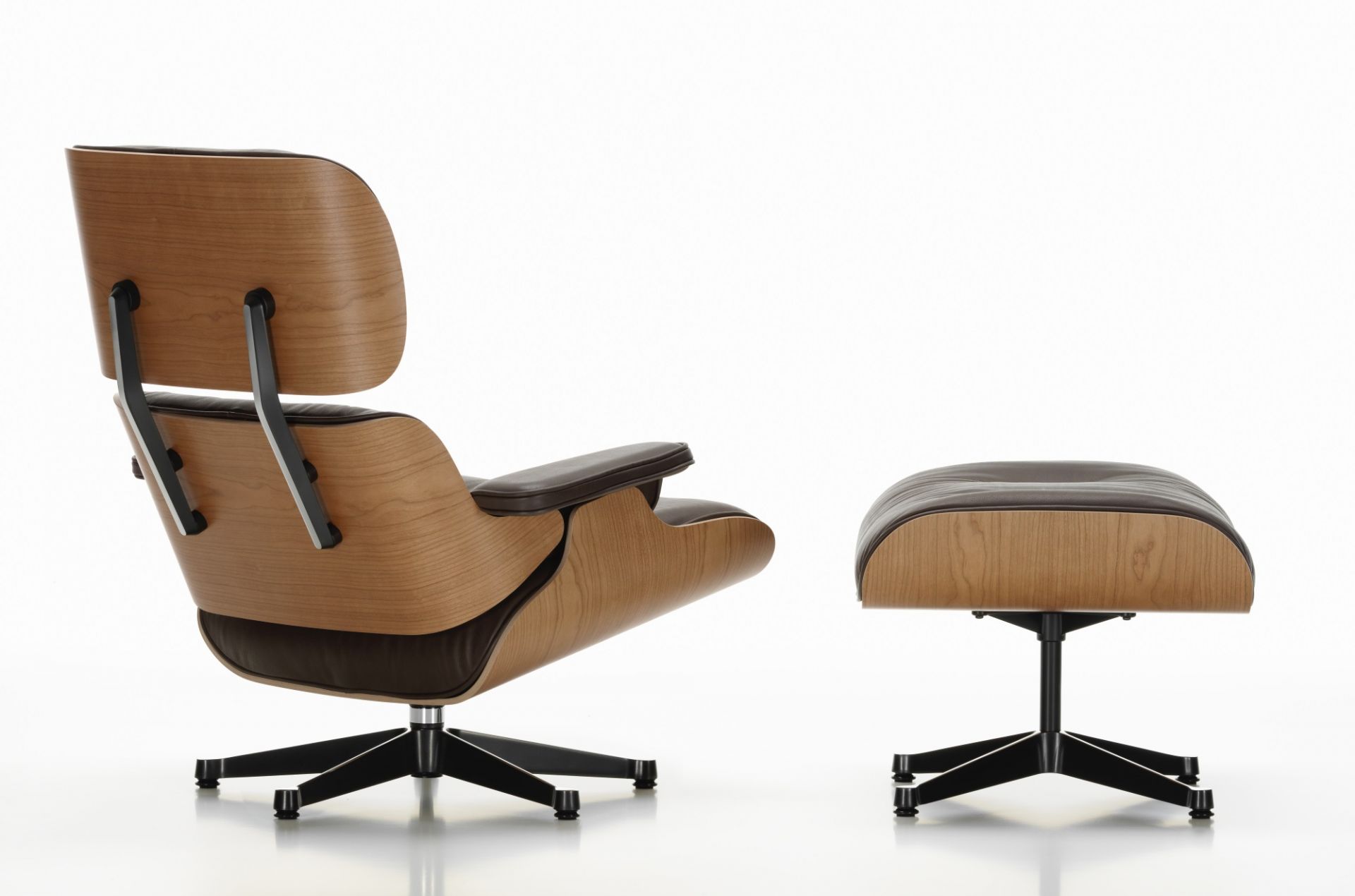 Eames Lounge Chair & Ottoman Armchair Leather Premium Vitra Sides polished black leather premium F black rosewood