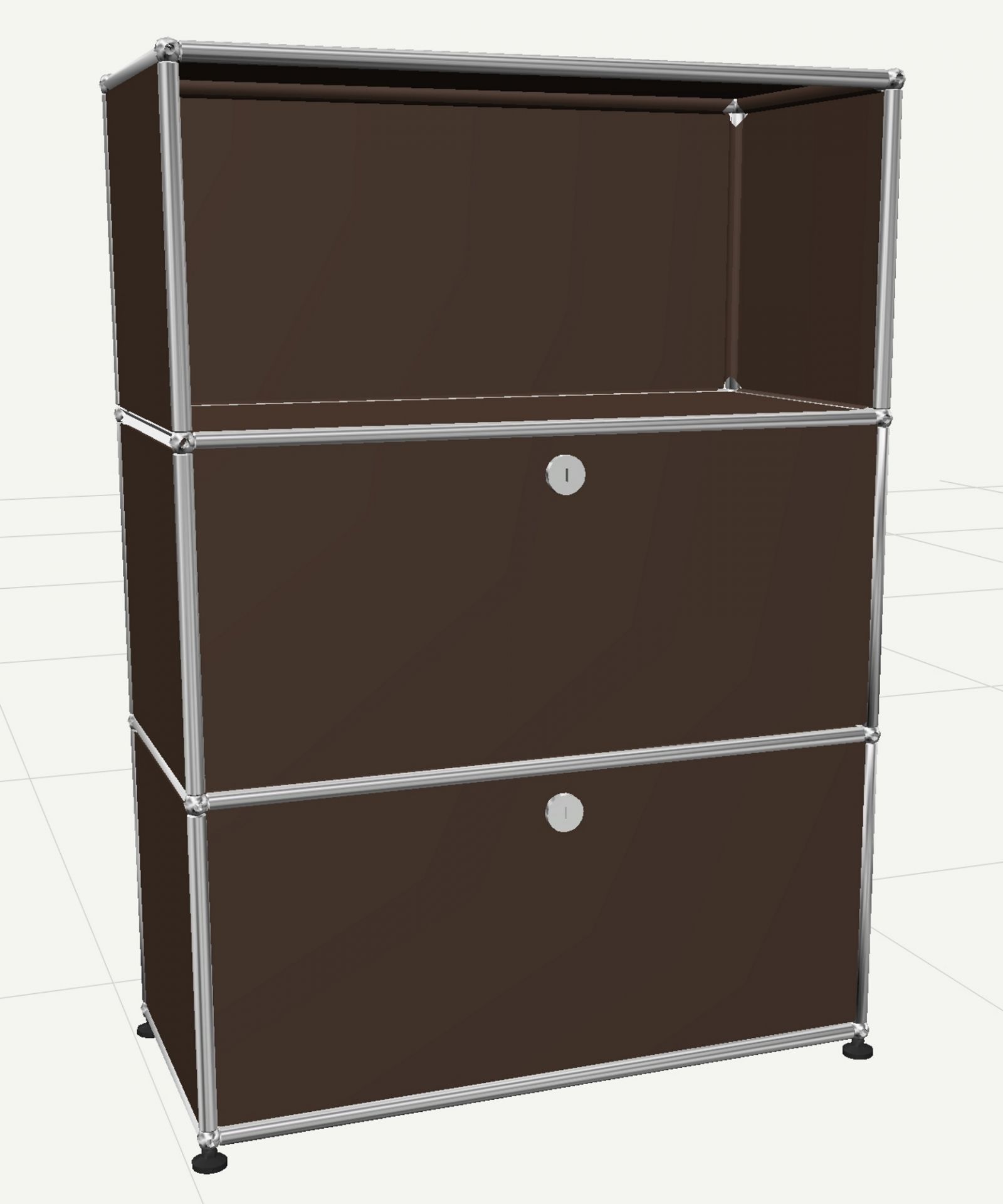 USM Haller Highboard mit 2 Klappen und 1 Fach offen-braun