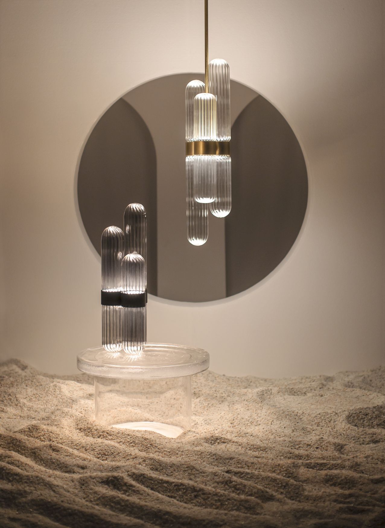 Cactus floor lamp small Transparent/ black with fixed LED 1600lm Pulpo