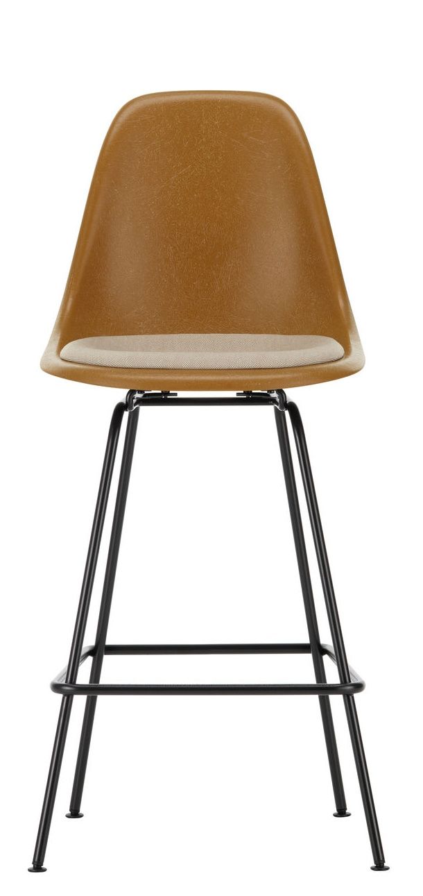 Eames Fibreglass Bar Stool Medium Bar stool with seat cushion Vitra