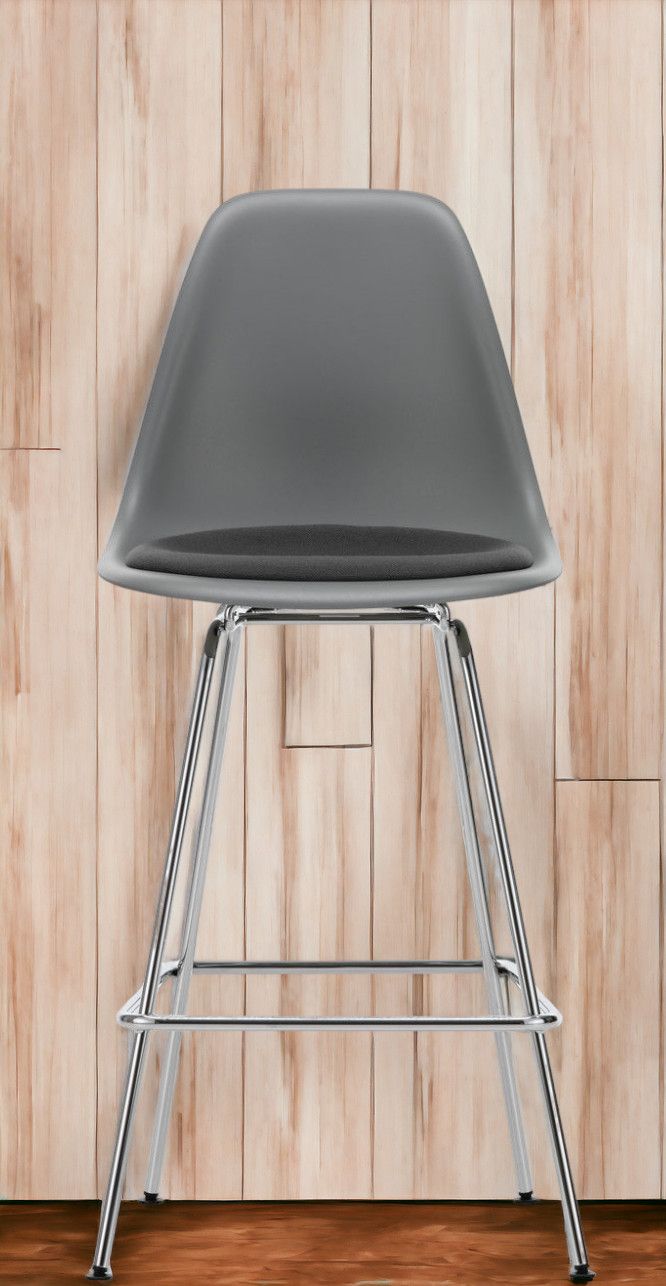 Eames Plastic Bar Stool Medium with seat cushion Vitra