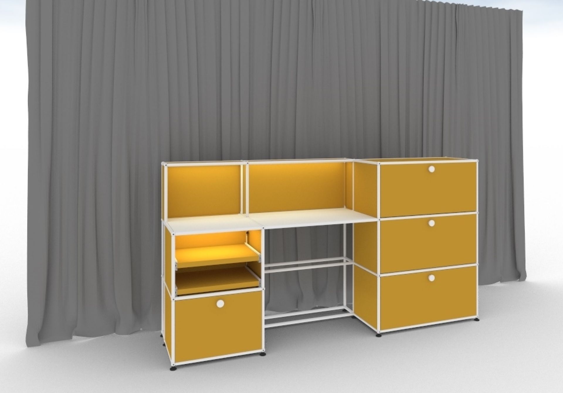 E worktable illuminated gold yellow USM Haller