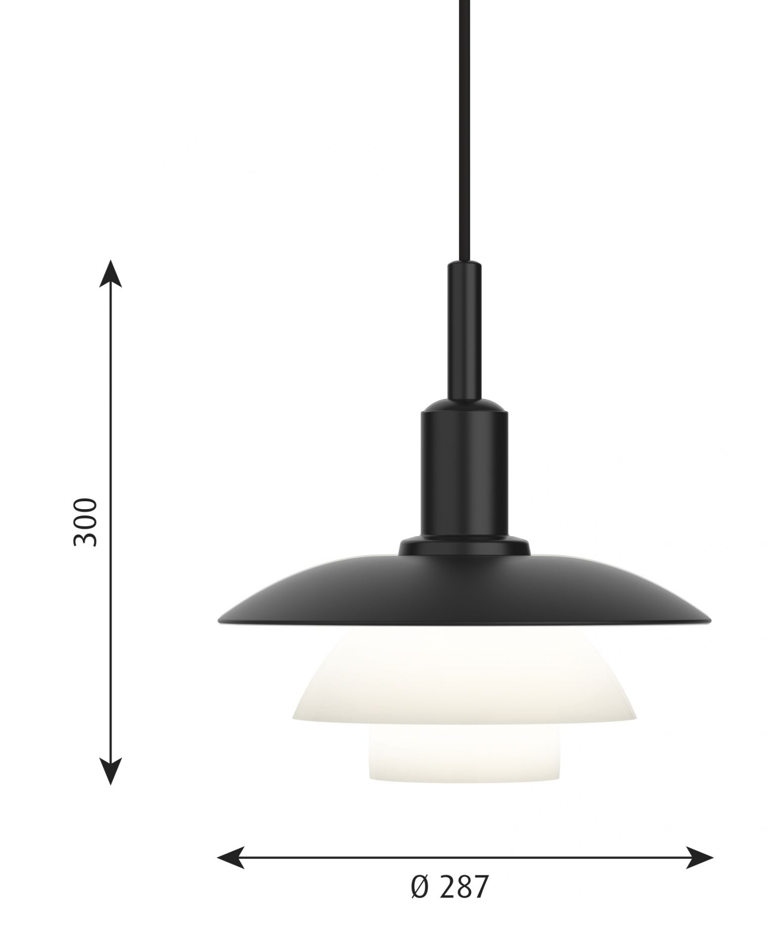 PH 3/3 Pendant light Pendant lamp Louis Poulsen Black -Glass SINGLE PIECES