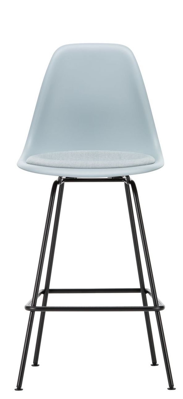 Eames Plastic Bar Stool Medium with seat cushion Vitra