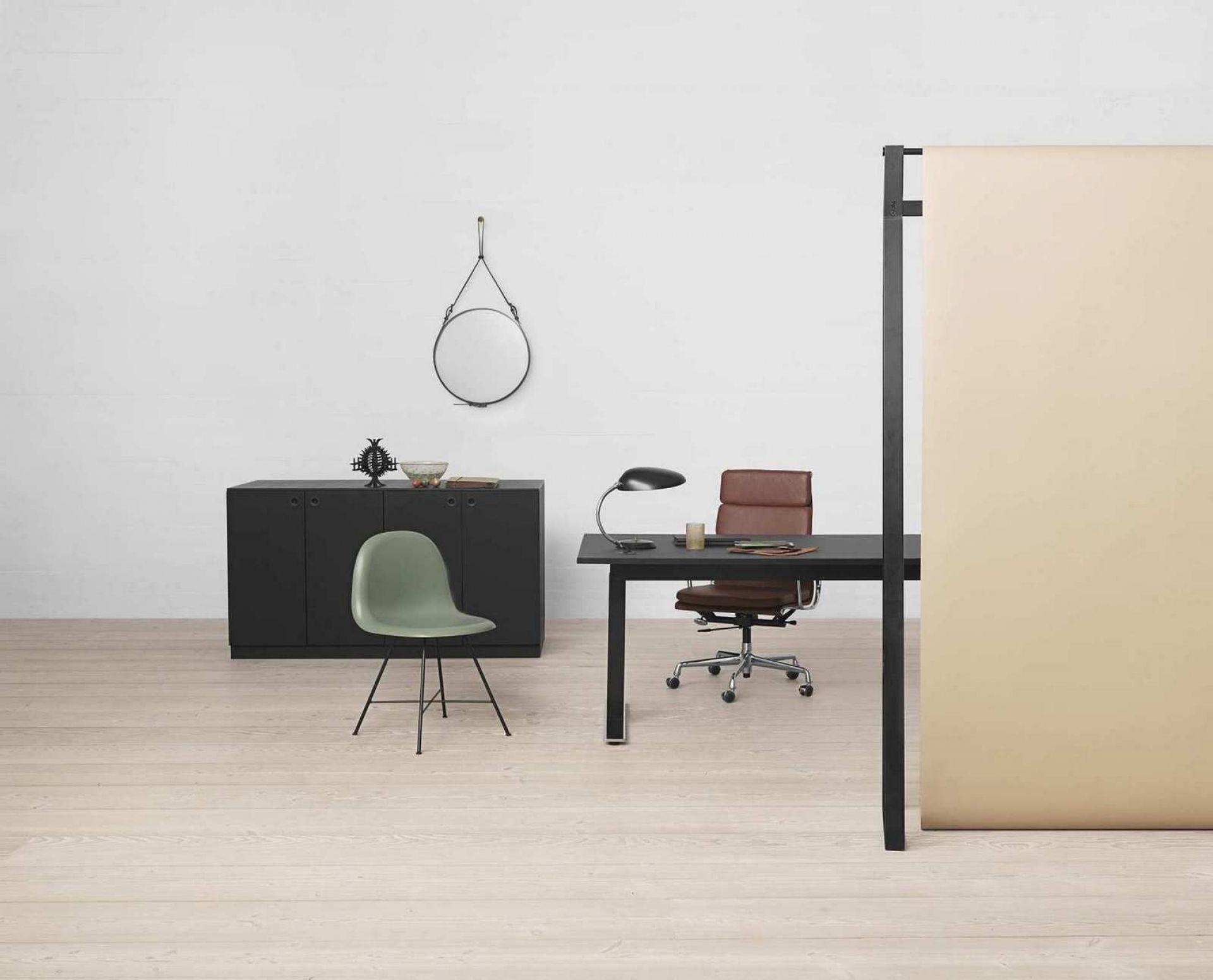 Adnet Circular Wall Mirror Tan Ø 45 cm Gubi