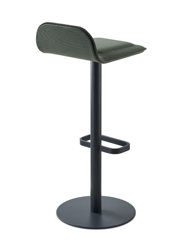 Dave Bar Stool Anthracite with Seat Cushion in Wine Red Moree