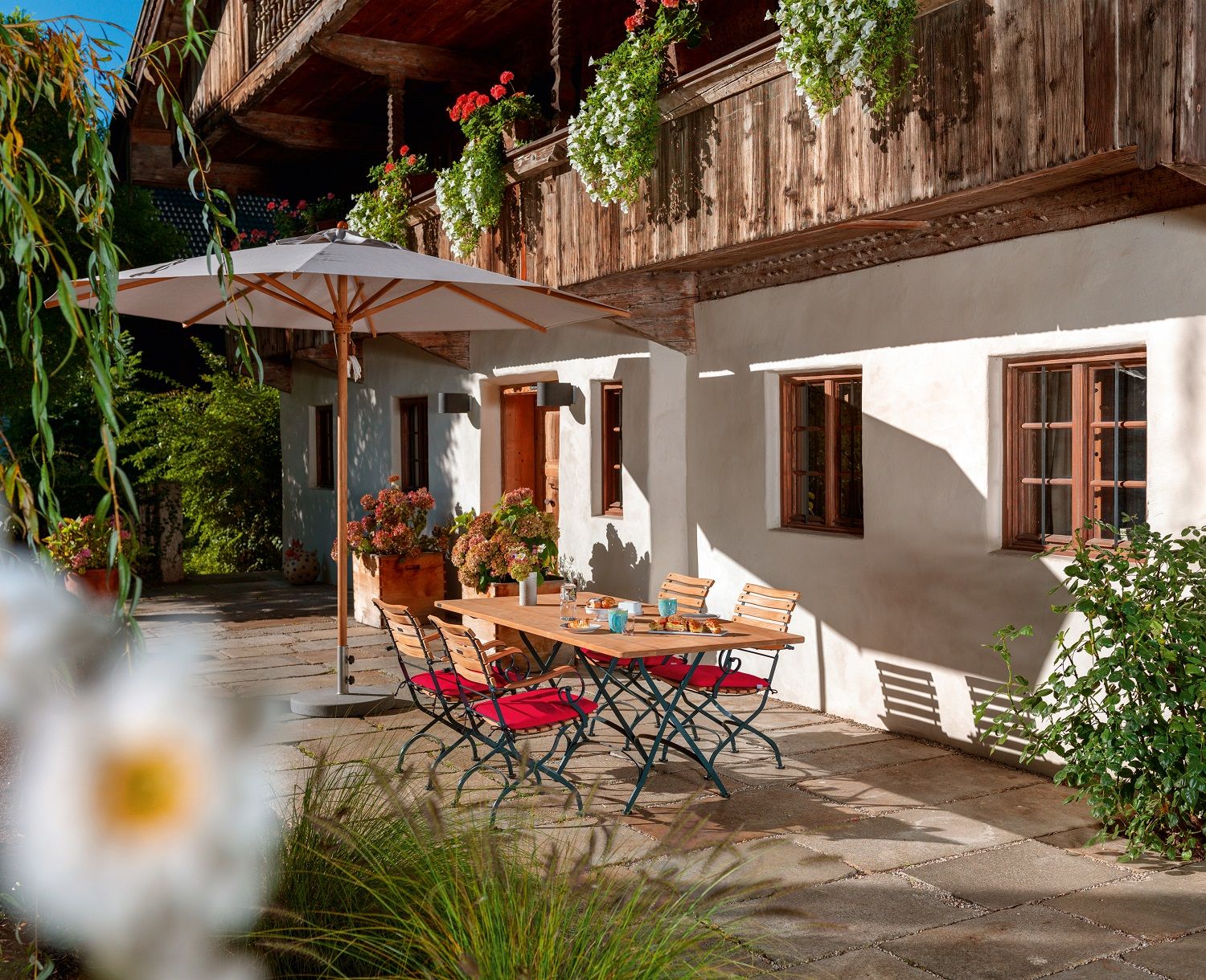 Teakschirm / Parasol Weishäupl