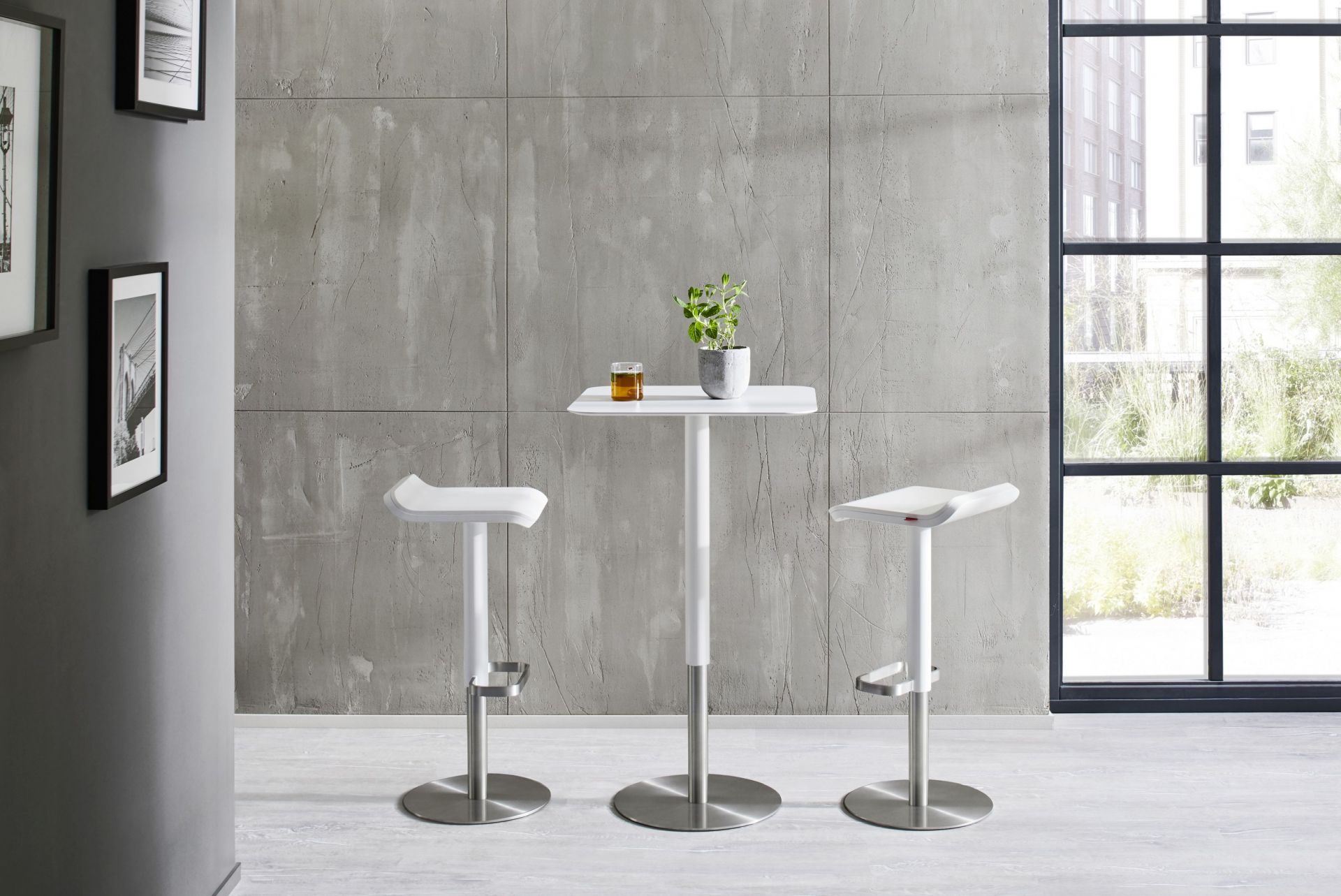 ED Bar Stool Height Adjustable White Moree