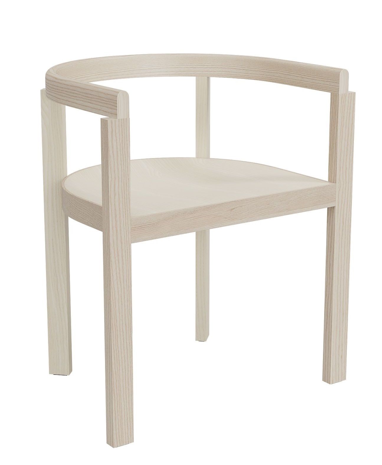 After Dining Chair von Fritz Hansen, heller Holzstuhl mit abgerundeter Rückenlehne und minimalistischem Design.