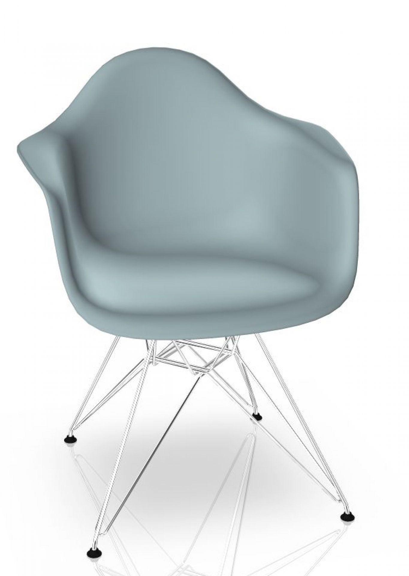 Eames Plastic Arm Chair DAR Stuhl in Eisgrau mit verchromtem Gestell von Vitra.