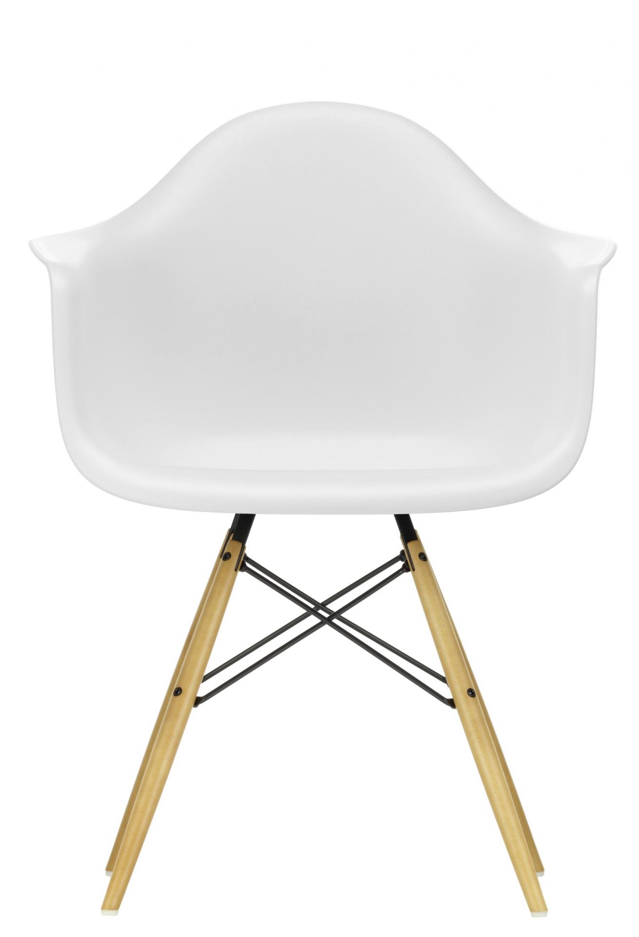 Eames Plastic Arm Chair DAW Chair Maple Yellowish / Cotton white Vitra