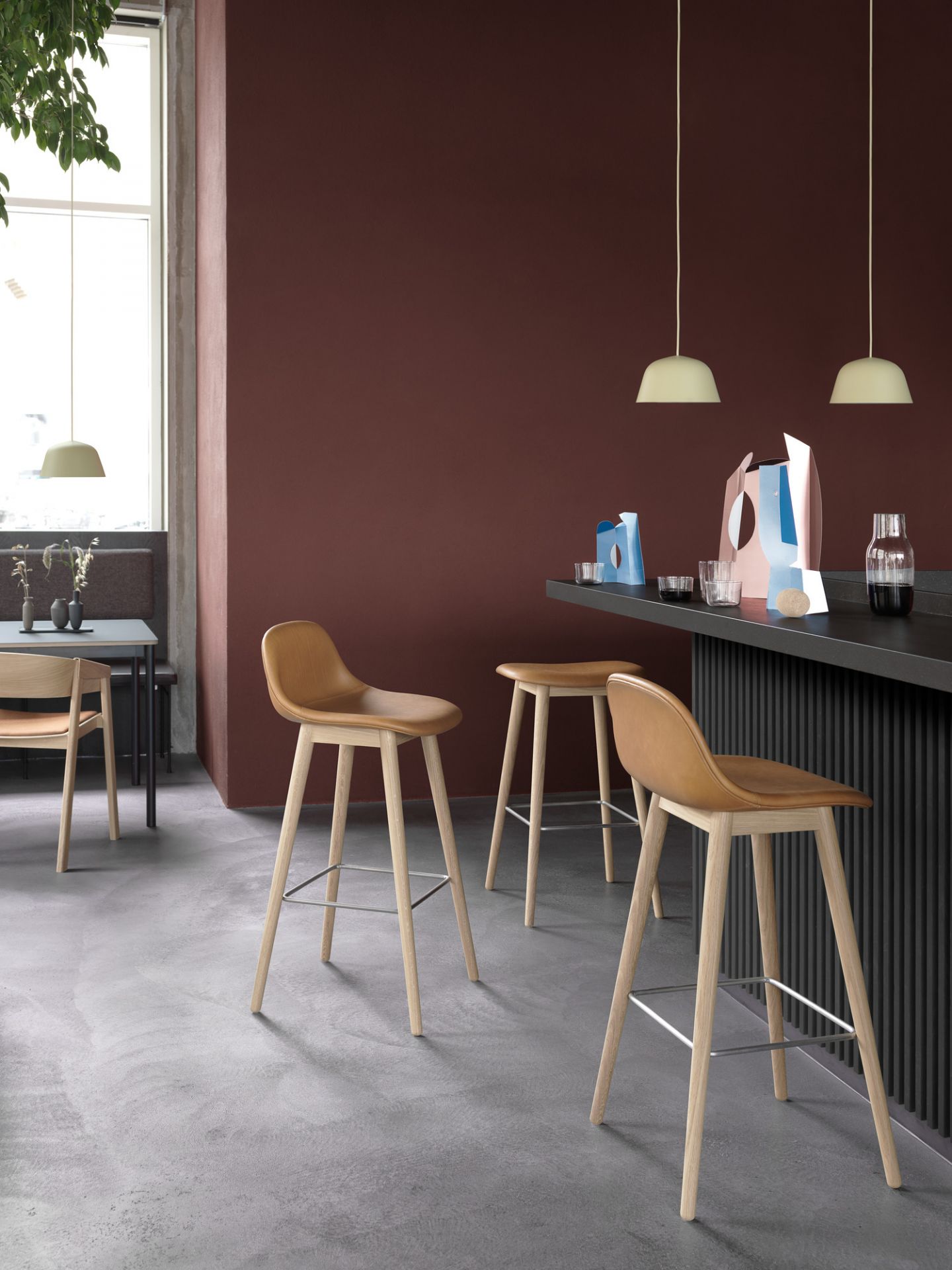 Fiber Counter Stool Bar Stool with Backrest H 65 cm Muuto