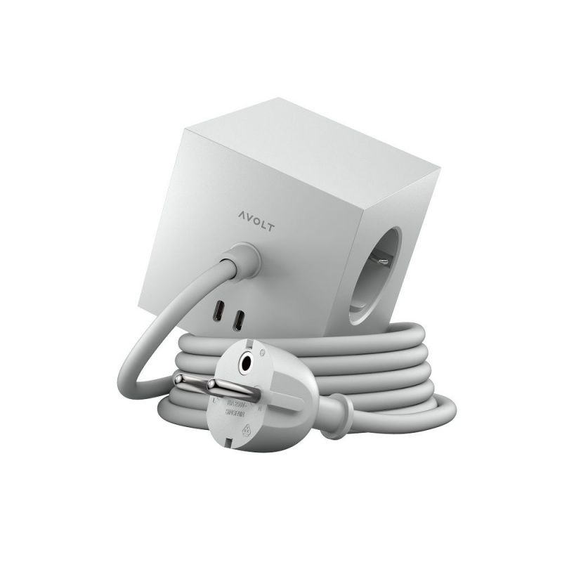 Square 1 - Avolt Socket Cube with USB C dfp Design Gotland grey