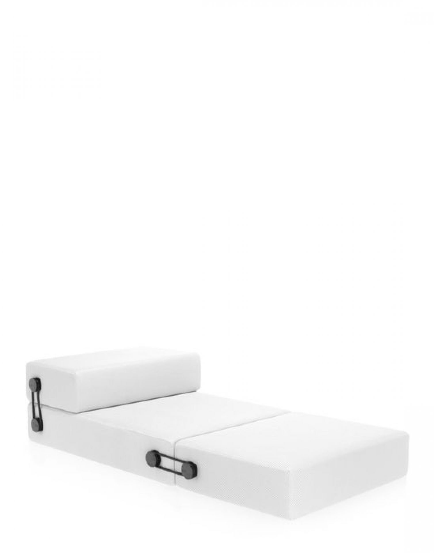 Weißes Trix Bett von Kartell, multifunktionales Möbelstück als Sessel, Liege oder Gästebett.