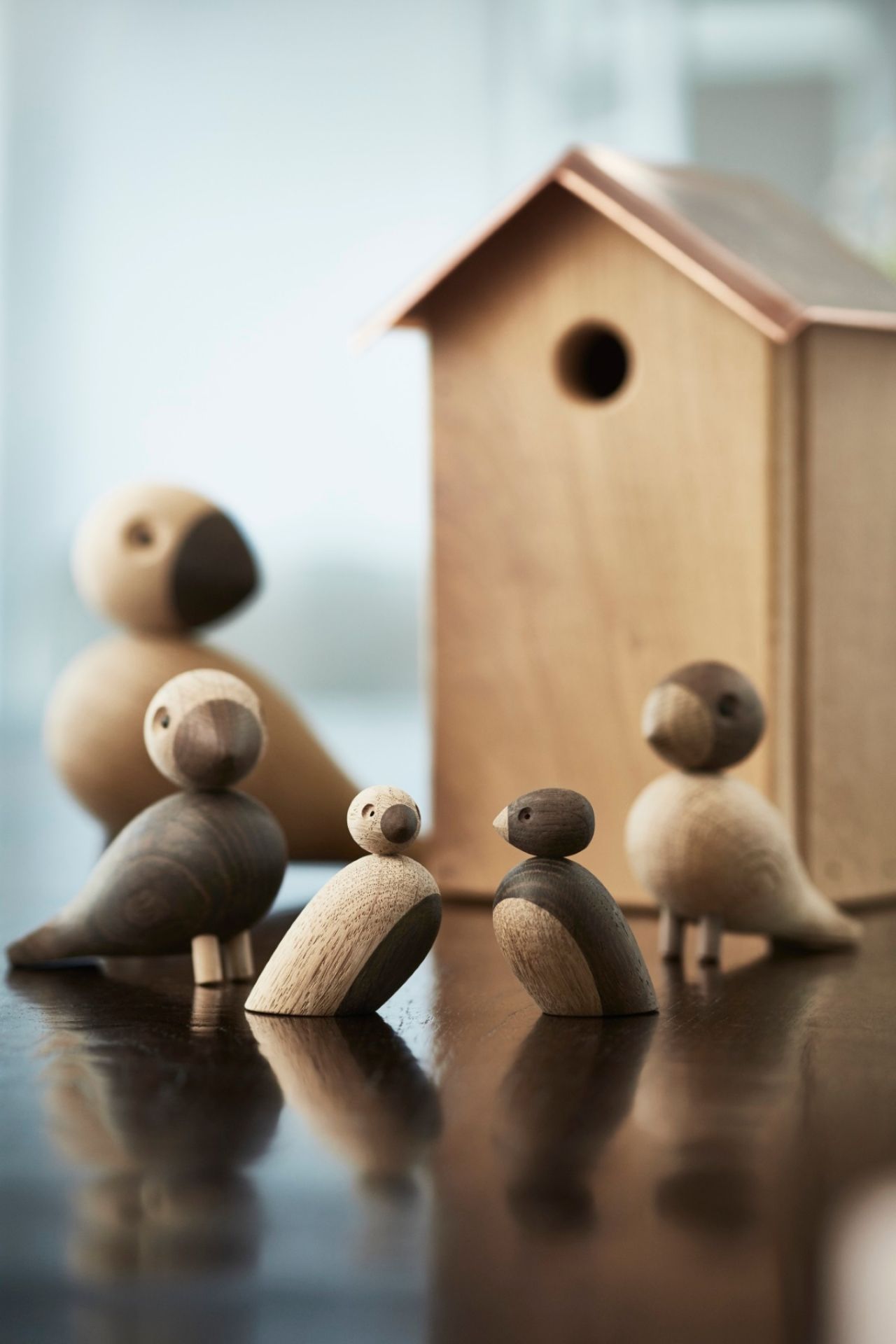 Pair of sparrows wooden figures Kay Bojesen SINGLE PIECES