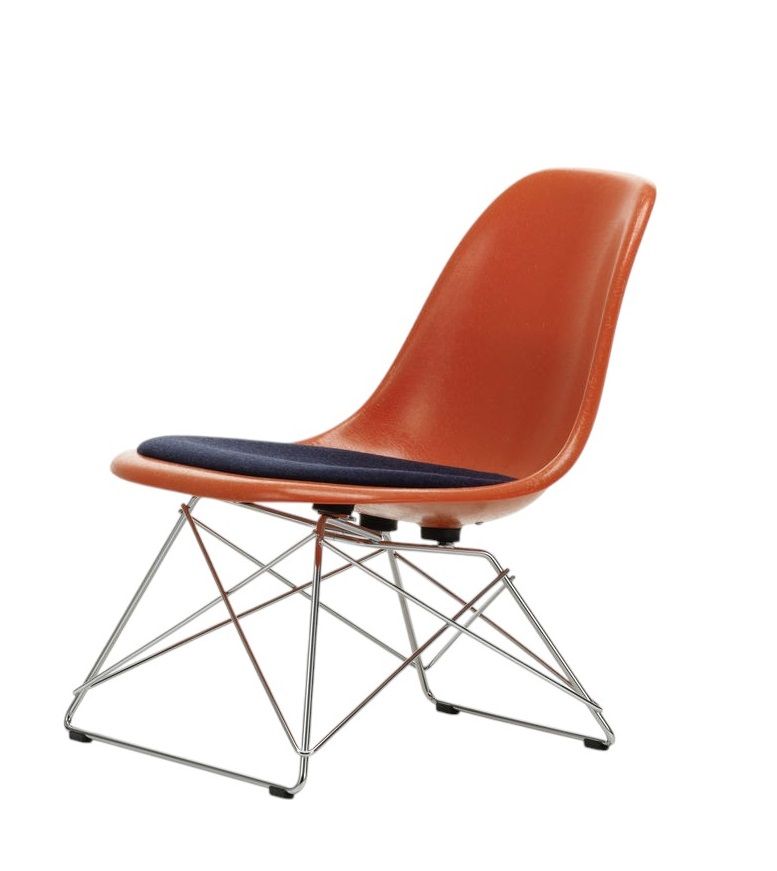 Eames Fibreglass Chair LSR Chair with seat cushion Vitra