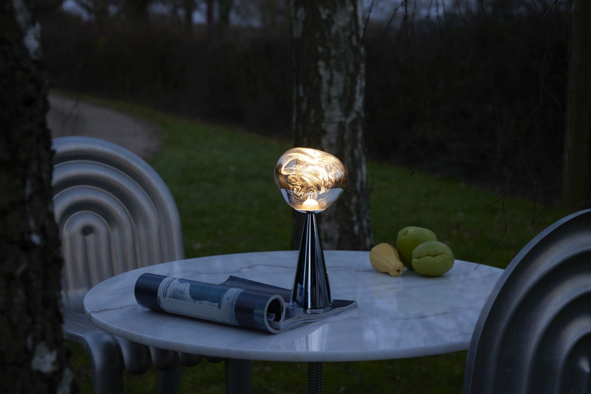 Melt Portable LED Table lamp silver Tom Dixon