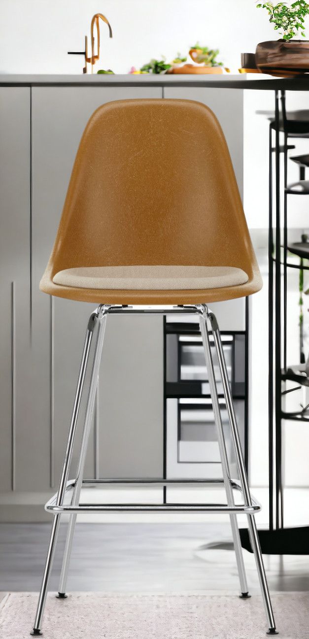 Eames Fibreglass Bar Stool Medium Bar stool with seat cushion Vitra