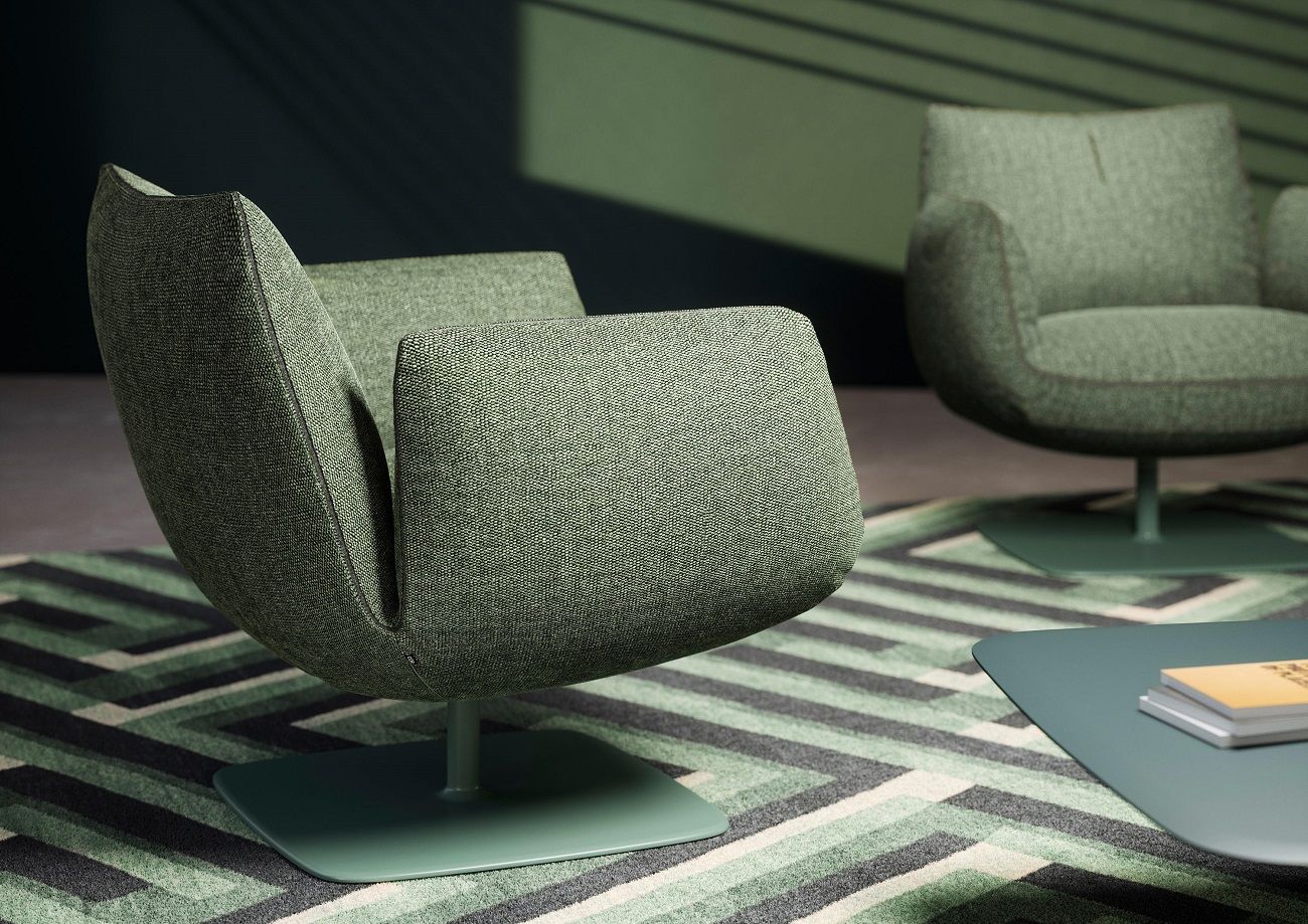 Jalis Club armchair / Swivel armchair with disc base Cor