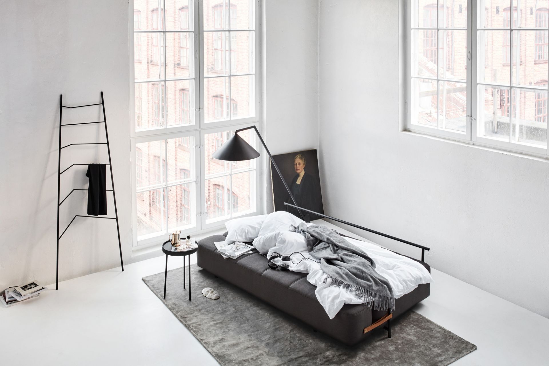 Daybe Sofa bed Fabric Brusvik dark gray Northern