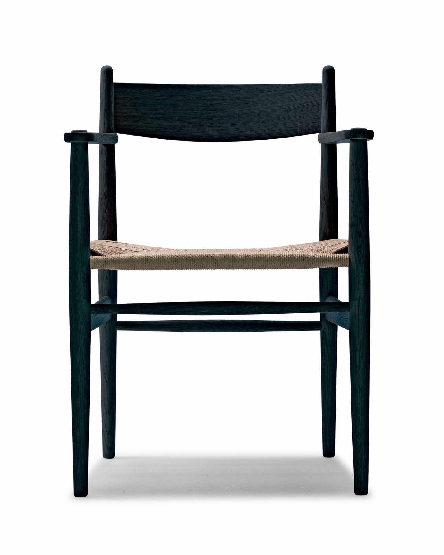 CH37 Chair with armrests Carl Hansen &amp; Søn beech soaped natural braid