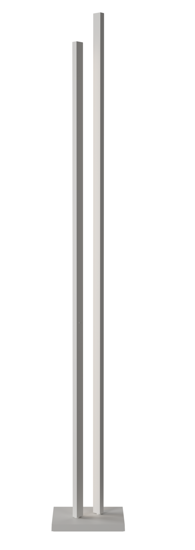 Moderne Parallel Stehleuchte in Silber, minimalistisches Design für Wohnzimmer und Büro.