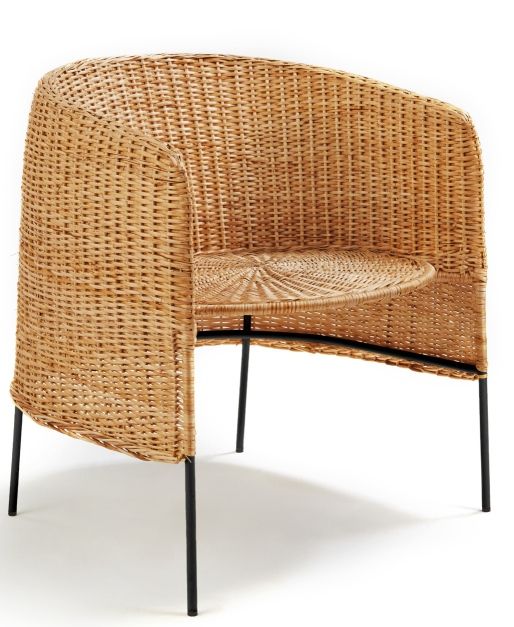 Caribe Natural Lounge Chair Lounge chair Outdoor ames Raw natural material / Black