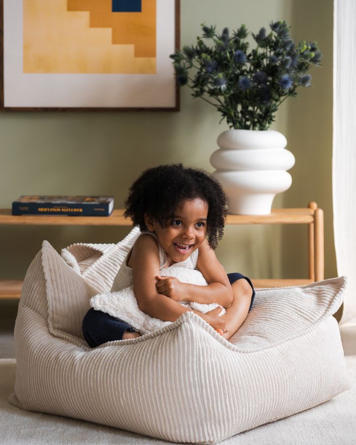 Children's beanbag armchair wide corduroy peppermint green Wigiwama